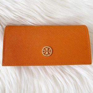 Tory Burch Orange Gold Logo Sunglass Eyeglass Case